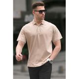 Madmext 6126 Bej Polo Yaka Basic Erkek T-shirt