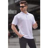Madmext 6126 Beyaz Polo Yaka Basic Erkek T-shirt