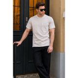 Madmext 6176 Bej Cep Detaylı Erkek T-shirt