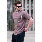 Madmext 6176 Kahverengi Cep Detaylı Erkek T-shirt