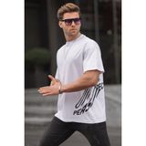Madmext 6178 Beyaz Desenli Erkek T-shirt