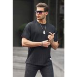 Madmext 6179 Siyah Oversize Bisiklet Yaka Erkek T-shirt