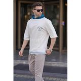 Madmext 6182 Ekru Kapüşonlu Erkek T-shirt