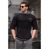 Madmext 6182 Siyah Kapüşonlu Erkek T-shirt