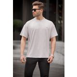 Madmext 6191 Boyalı Gri Oversize Bisiklet Yaka Erkek T-shirt