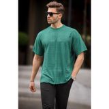 Madmext 6191 Yeşil Oversize Bisiklet Yaka Erkek T-shirt