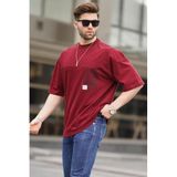 Madmext 6193 Bordo Oversize Baskılı Erkek T-shirt