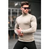 Madmext 6306 Bej Balıkçı Yaka Triko Erkek Kazak