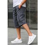 Madmext 6332 Füme Kargo Cep Erkek Gabardin Kapri Şort