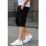 Madmext 6332 Siyah Kargo Cep Erkek Gabardin Kapri Şort