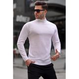 Madmext 6343 Ekru Slim Fit Yarım Balıkçı Yaka Erkek Triko Kazak