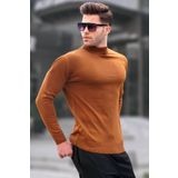 Madmext 6343 Koyu Hardal Slim Fit Yarım Balıkçı Yaka Erkek Triko Kazak