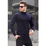 Madmext 6343 Koyu Lacivert Slim Fit Yarım Balıkçı Yaka Erkek Triko Kazak