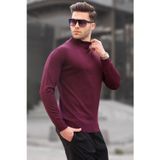 Madmext 6343 Mürdüm Slim Fit Yarım Balıkçı Yaka Erkek Triko Kazak