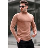 Madmext 6343 Taş Rengi Slim Fit Yarım Balıkçı Yaka Erkek Triko Kazak