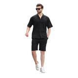 Madmext 6729 Siyah Basic Erkek Şort Takımı