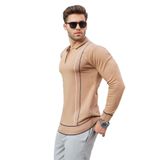 Madmext 6823 Antrasit Fermuarlı Polo Yaka Triko Erkek Kazak