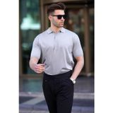 Madmext 6878 Polo Yaka Düz Gri Erkek T-shirt