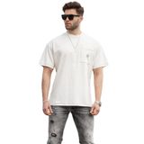 Madmext 7001 Ekru Oversize Cep Detaylı Erkek T-shirt