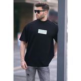 Madmext 7005 Siyah Yalancı Dik Yaka Oversize Erkek T-shirt