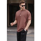 Madmext 7012 Kahverengi Basic Oversize Erkek T-shirt