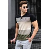 Madmext 9280 Renk Bloklu Haki Polo Yaka Erkek T-shirt