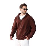 Madmext Acı Kahve Kapüşonlu Erkek Polar Hırka E7168,Kahverengi M