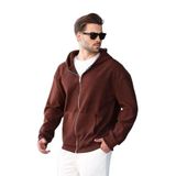 Madmext Acı Kahve Kapüşonlu Erkek Polar Hırka E7168,Kahverengi S