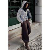 Madmext Acı Kahve Stoperli Barrel Fit Şardonlu Kadın Eşofman Altı MG2687 - XL