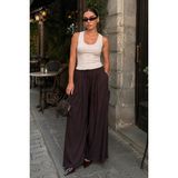 Madmext Acı Kahve Yüksek Bel Pileli Rahat Kesim Kadın Eşofman Altı MG2823 - XL