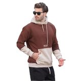 Madmext Acı Kahverengi Kapüşonlu Baskılı Cep Detaylı Erkek Sweatshirt 7083,Acı Kahverengi S