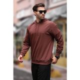 Madmext Acı Kahverengi Kapüşonlu Erkek Sweatshirt 7069