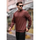 Madmext Acı Kahverengi Kapüşonlu Erkek Sweatshirt 7069,Kahverengi 2XL