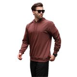 Madmext Acı Kahverengi Kapüşonlu Erkek Sweatshirt 7069,Kahverengi XL