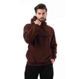 Madmext Acı Kahverengi Kapüşonlu Kapaklı Cep Detaylı Polar Erkek Sweatshirt 7097