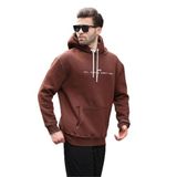 Madmext Acı Kahverengi Kapüşonlu Nakış Detaylı Cepli Erkek Sweatshirt 7066,Acı Kahverengi XL