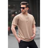 Madmext Açık Kahverengi Likralı Basic Erkek Tişört 6060 - XL