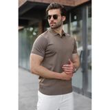 Madmext Açık Kahverengi Regular Fit Polo Yaka Triko Erkek Tişört E7502 - XL