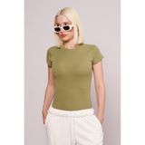 Madmext Açık Yeşil Bisiklet Yaka Basic Kadın T-shirt Mg2479