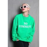 Madmext Açık Yeşil Bisiklet Yaka Baskılı Oversize Kadın Sweatshirt Mg1902,Açık Yeşil S