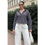 Madmext Antrasit Basic Kadın Gömlek Mg2355