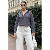 Madmext Antrasit Basic Kadın Gömlek Mg2355,Antrasit M