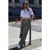 Madmext Antrasit Çift Bel Bantlı Wide Leg Kadın Pantolon MG2551