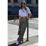 Madmext Antrasit Çift Bel Bantlı Wide Leg Kadın Pantolon Mg2551,Antrasit S