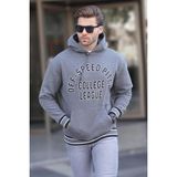 Madmext Antrasit Kapüşonlu Cep Detaylı Baskılı Erkek Sweatshirt 7068