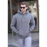 Madmext Antrasit Kapüşonlu Cep Detaylı Baskılı Erkek Sweatshirt 7068,Antrasit 2XL