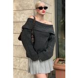 Madmext Antrasit Madonna Yaka Kadın Kazak MG2274