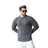 Madmext Antrasit Örgü Desenli Triko Erkek Kazak E7425,Gri XL