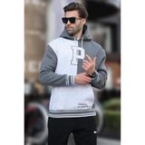 Madmext Antrasit Renk Bloklu Kapüşonlu Baskılı Erkek Sweatshirt 7078