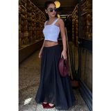 Madmext Antrasit Vintage Şifon Maxi Etek MG2776 - L